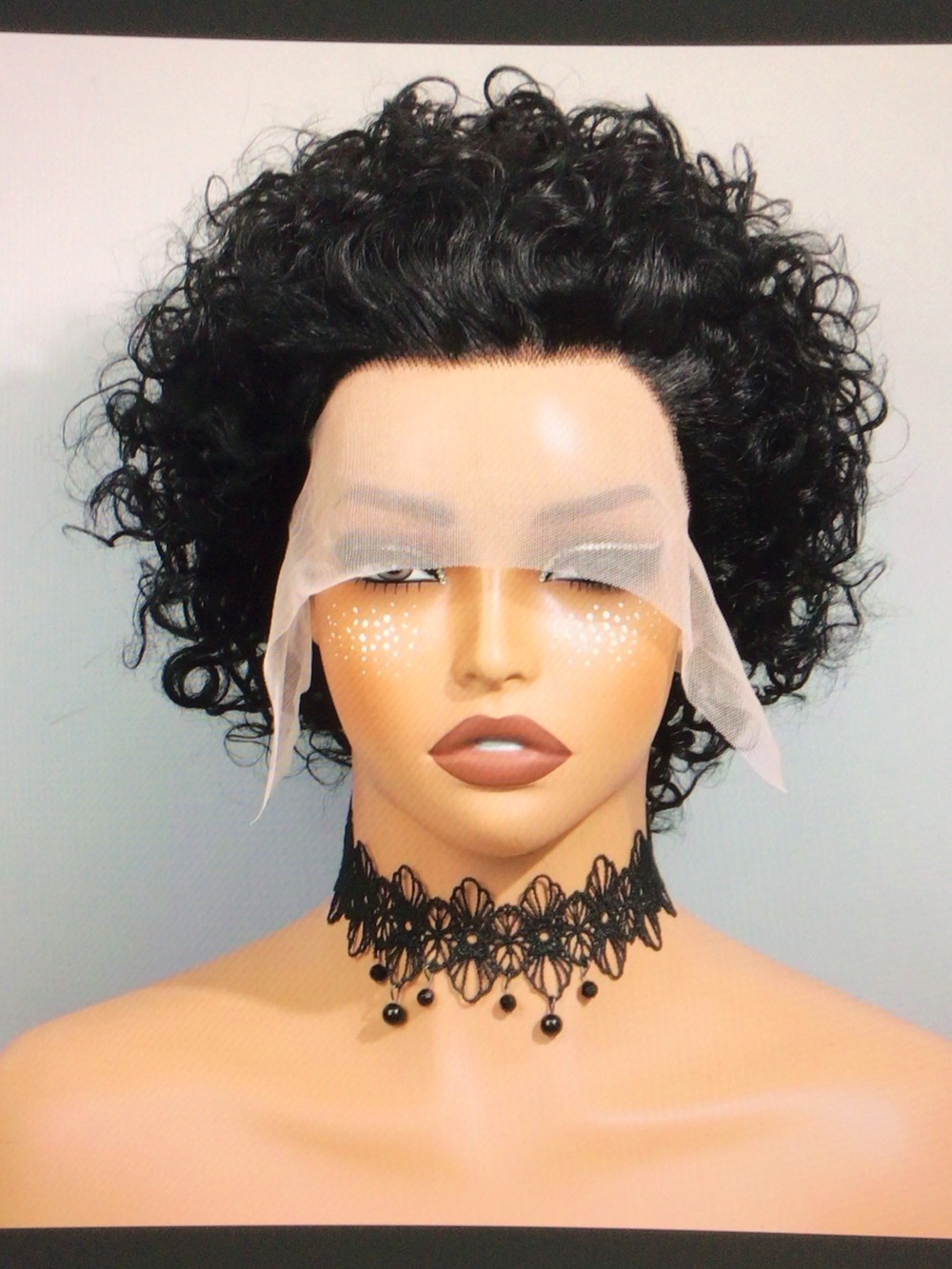 Black Short Curly Lace Front Wig - Unbranded